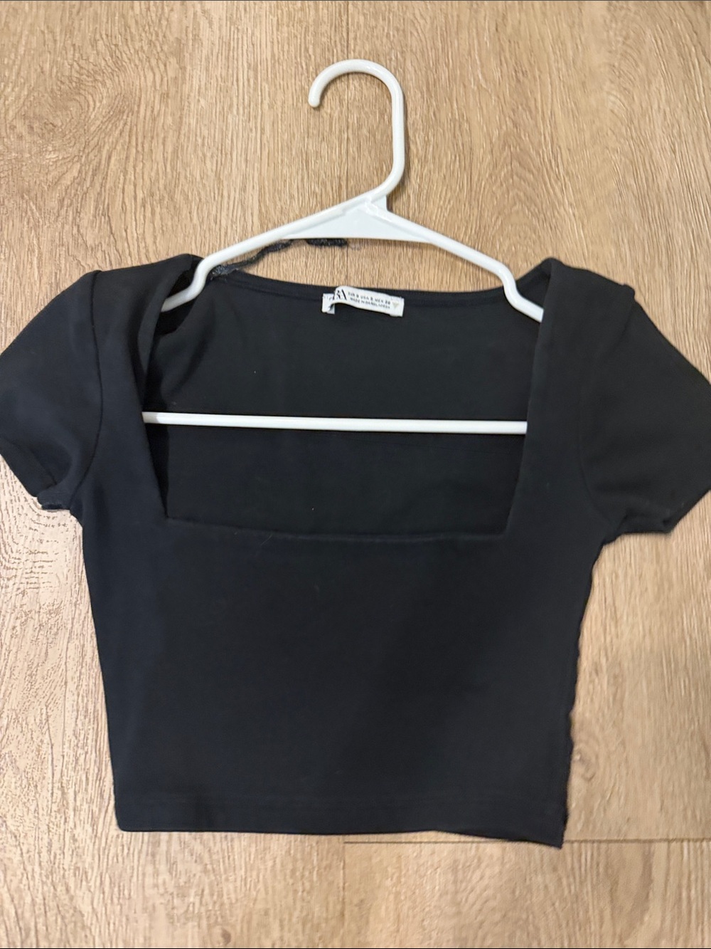 Zara Black Square Neck Crop Top